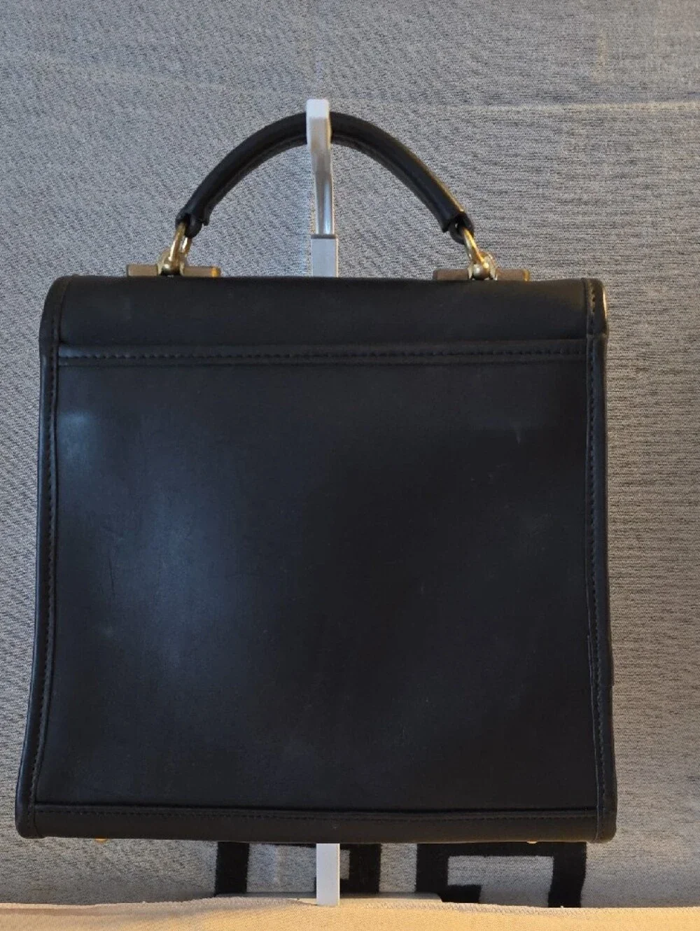 Jack Georges Black Leather Top-Handle Crossbody Bag